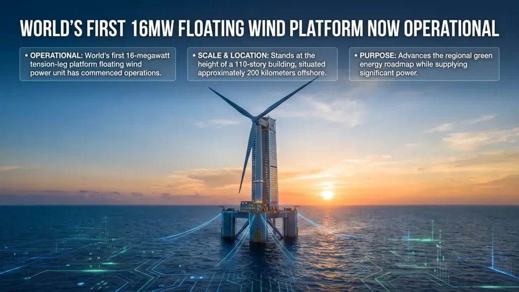 China Operationalizes World's First 16-Megawatt Tension-Leg Floating Wind Power Platform