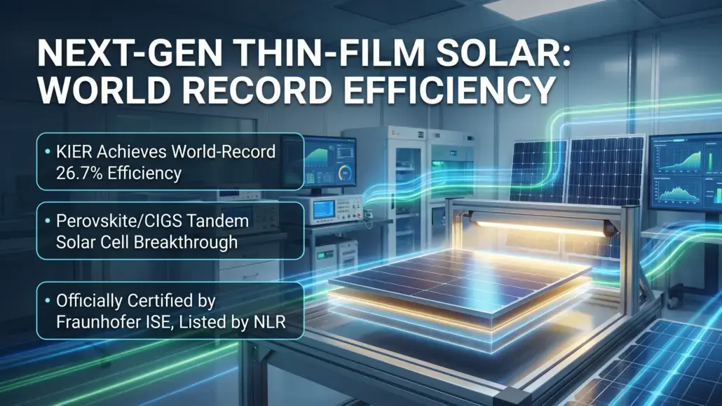 KIER Sets World Record in Perovskite/CIGS Tandem Solar Cell Efficiency at 26.7%