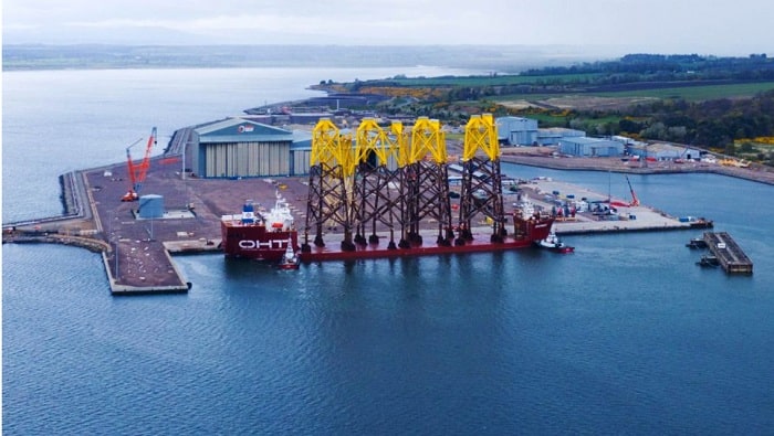 First jacket foundations arrive for Moray East Offshore wind farm